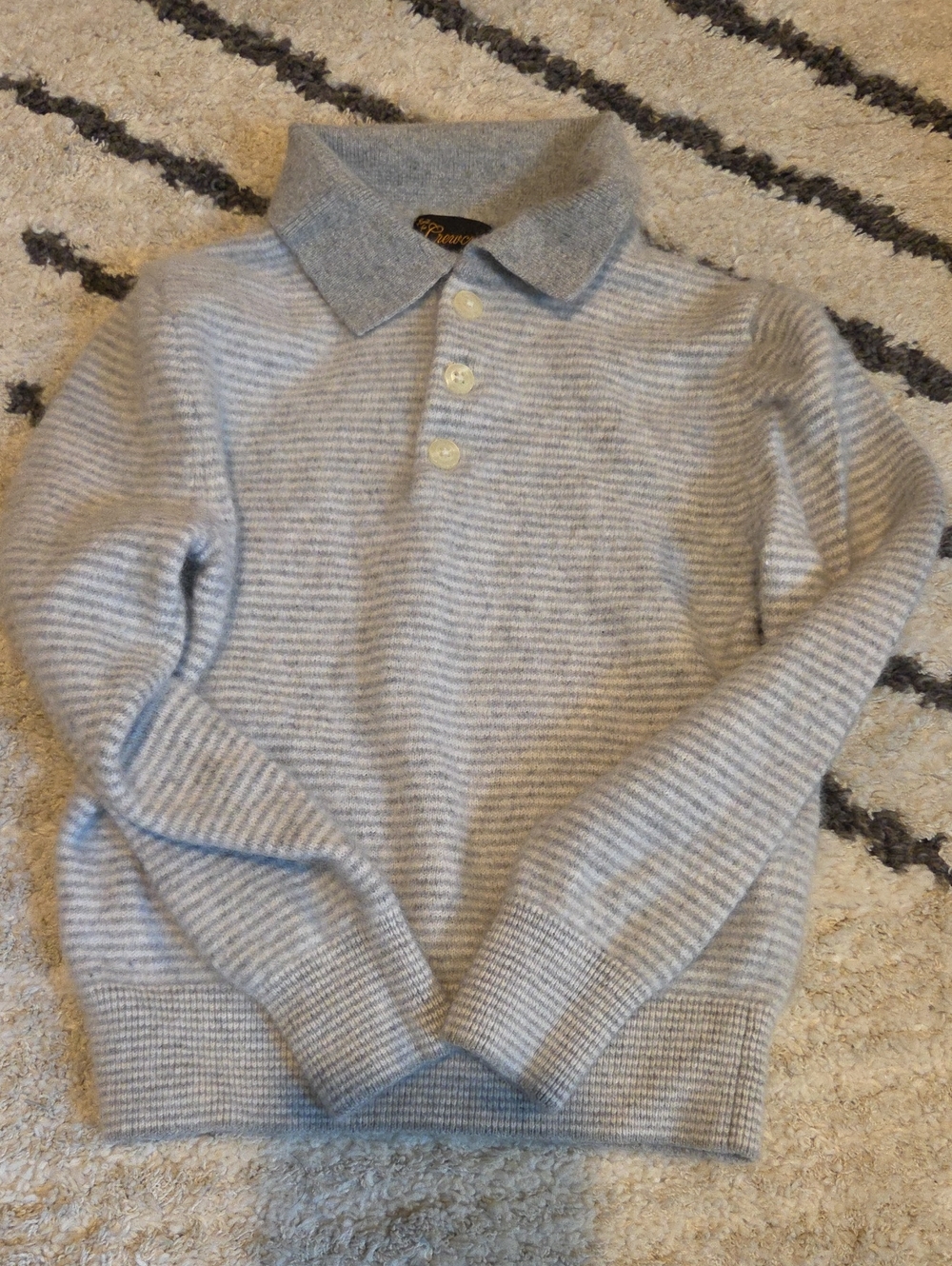 Crewcuts Light Gray Striped Polo Sweater
